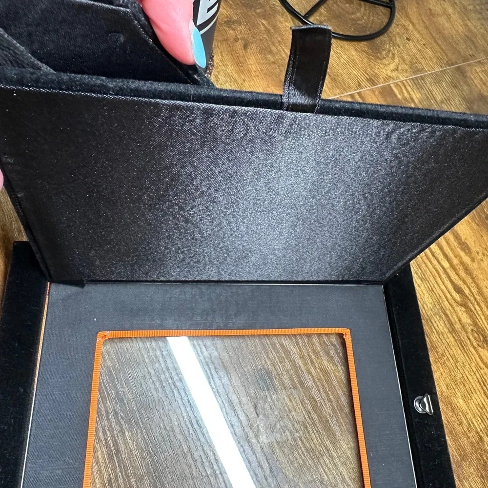 Pottery Barn Rose Gold Metal Picture Frame with Orange Grosgrain Ribbon Mat 4x6